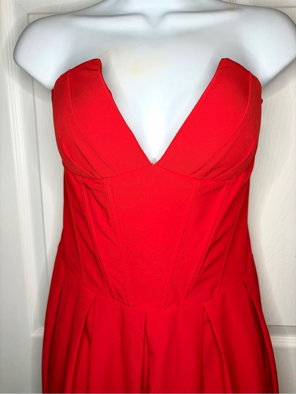 TOXIC ENVY Charlotte Strapless Midi Dress Red Sweetheart Bodice XL NWT - Picture 6 of 12